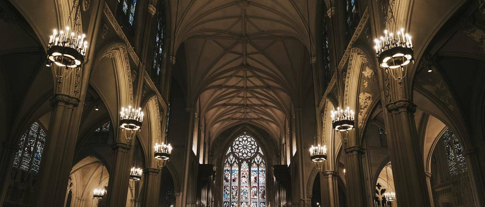 The nave of a gothic cathedral