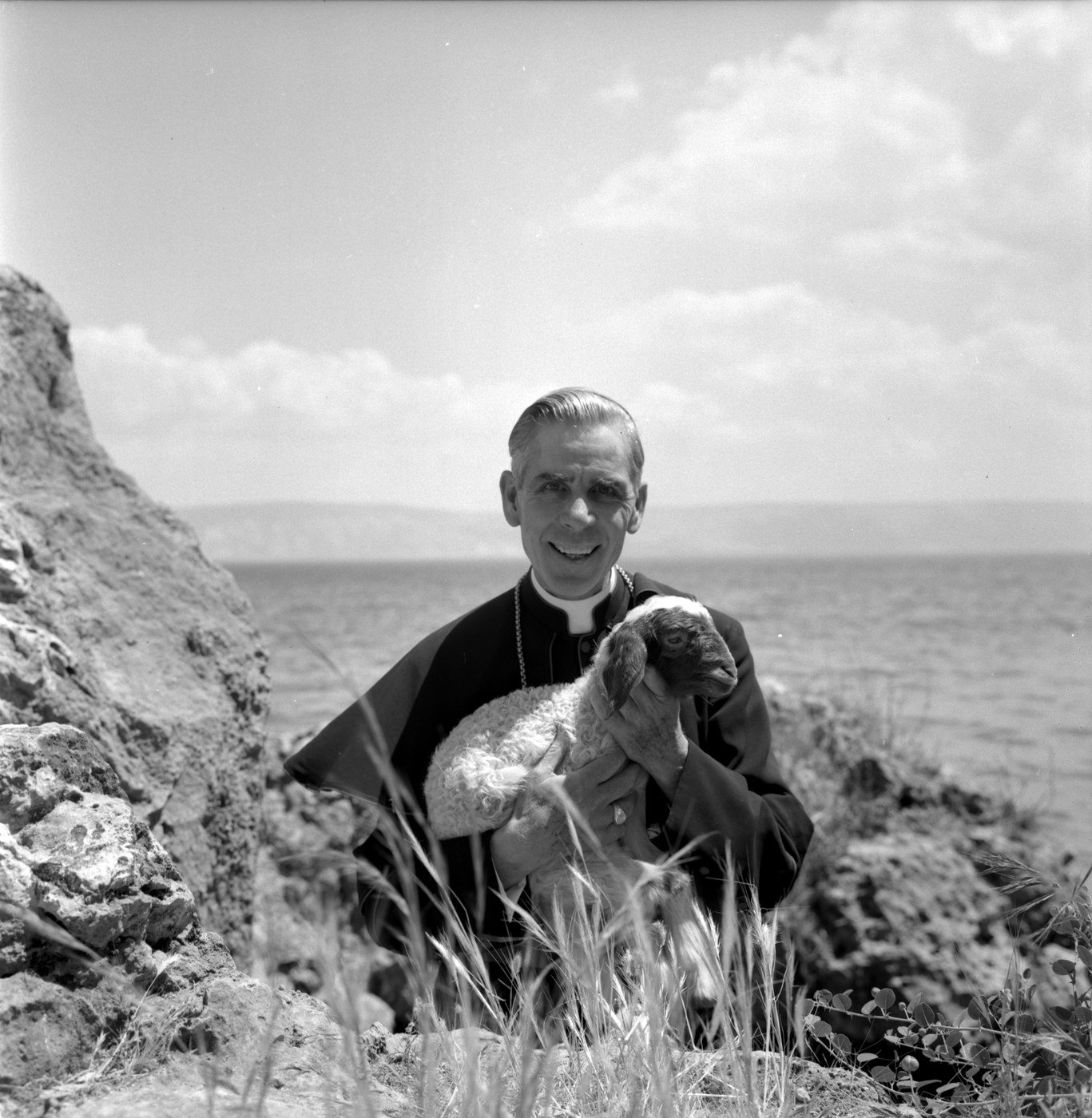 Bishop Fulton J. Sheen by the Sea of Galilee
