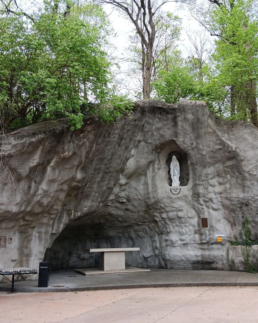 The Lourdes grotto at the National Shrine of Our Lady of the Snows