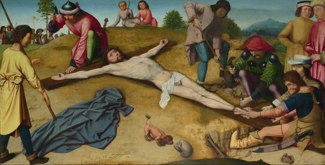 Jesus is nailed to the cross